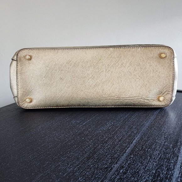 Tory Burch Robinson Metallic Gold Small East West Tote - Picture 5 of 14